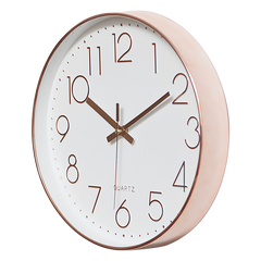 Modern Wall Clock Silent Non-Ticking Quartz Battery Operated Rose Gold
