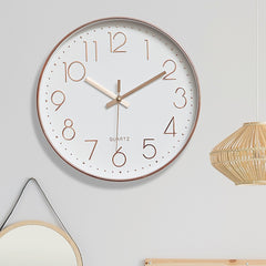 Modern Wall Clock Silent Non-Ticking Quartz Battery Operated Rose Gold