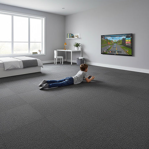 5m2 Box of Premium Carpet Tiles Commercial Domestic Office Heavy Use Flooring Charcoal