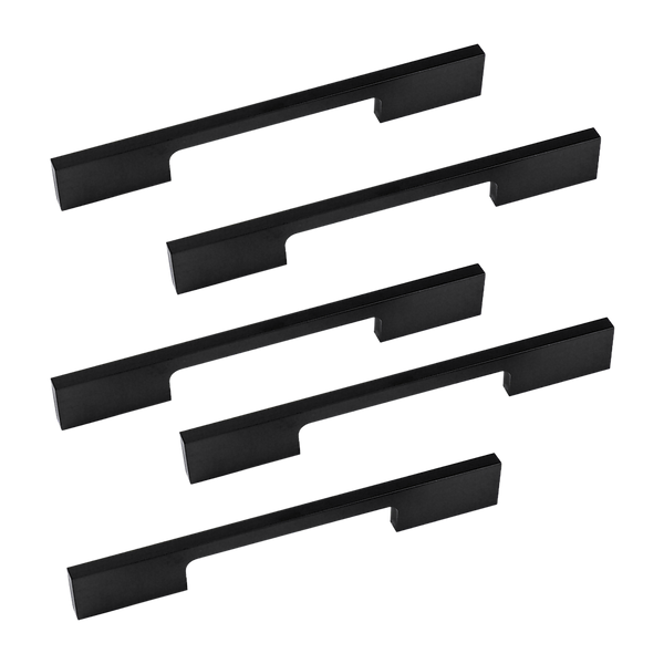 5 x 128mm Kitchen Handle Cabinet Cupboard Door Drawer Handles square Black furniture pulls