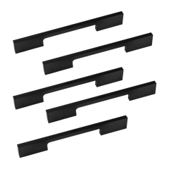 5 x 128mm Kitchen Handle Cabinet Cupboard Door Drawer Handles square Black furniture pulls