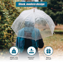 5x Clear Transparent Rain Walking Umbrella Parasol PVC Dome Wedding Party Favour