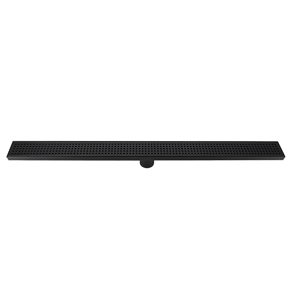 900mm Bathroom Shower Black Grate Drain w/Centre outlet Floor Waste Square Pattern