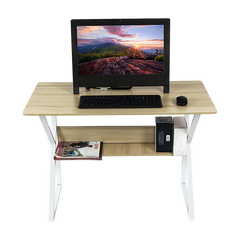 Wood & Metal Computer Desk with Shelf Home Office Furniture