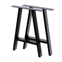 2x Rustic Dining Table Legs Steel Industrial Vintage 71cm - Black