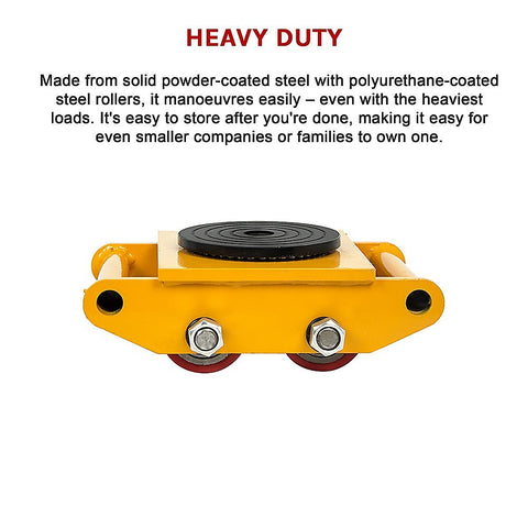 Heavy Duty Machine Dolly Skate Machinery Roller Mover Cargo Trolley 6T