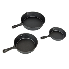 Pre Seasoned Cast Iron Skillet Fry Pan Set 3 Pcs Frying Pan Set