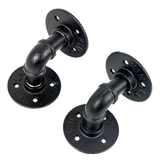 Industrial Black Iron Pipe Bracket Wall Mounted Floating Shelf - Set of 2