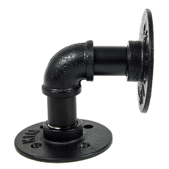 Industrial Black Iron Pipe Bracket Wall Mounted Floating Shelf - Set of 2