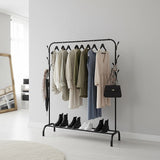 Closet Organizer Metal Garment Rack Portable Clothes Hanger Storage Shoes Rack Black