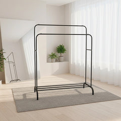 Heavy Metal Double Clothes Rail Hanging Rack Garment Display Stand Storage Shelf
