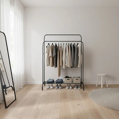 Heavy Metal Double Clothes Rail Hanging Rack Garment Display Stand Storage Shelf