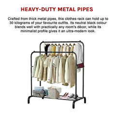 Heavy Metal Double Clothes Rail Hanging Rack Garment Display Stand Storage Shelf