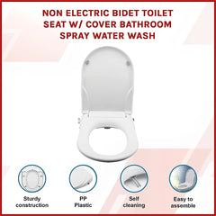 Non Electric Bidet Toilet Seat W/ Cover Bathroom Spray Water Wash