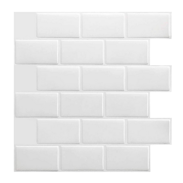 Tiles 3D Peel and Stick Wall Tile Subway White (30 x 30cm x 10 sheets)