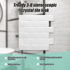Tiles 3D Peel and Stick Wall Tile Subway White (30 x 30cm x 10 sheets)