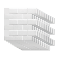 Tiles 3D Peel and Stick Wall Tile Subway White (30 x 30cm x 10 sheets)