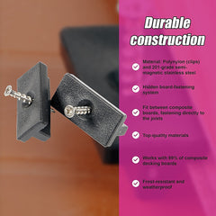 100 Composite Decking Hidden Fixing Fasteners Plastic T Clips & Screws