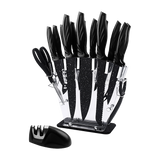 Kitchen 17 Piece Knife Set with Block and Sharpener Chef Knives