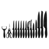 Kitchen 17 Piece Knife Set with Block and Sharpener Chef Knives