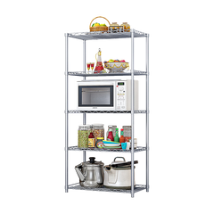 5 Tier Silver Metal Storage Rack Shelving Wire Shelf