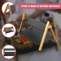 Party 2 Tier Cake Stand Slate Wedding Tiered Serving Stand Afternoon Tea