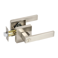 Door Handle Set Lever Privacy Function Square Satin Nickel