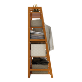 Portable Clothes Rack Coat Garment Stand Bamboo Rail Hanger Airer Closet