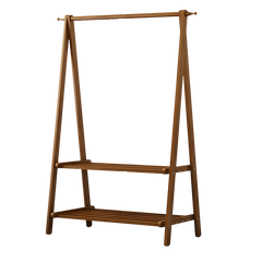 Portable Clothes Rack Coat Garment Stand Bamboo Rail Hanger Airer Closet