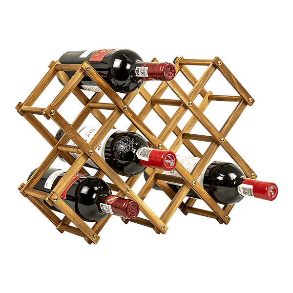 Wooden Wine Rack Freestanding 10 Bottles Countertop Storage