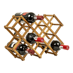 Wooden Wine Rack Freestanding 10 Bottles Countertop Storage
