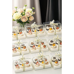 10Pcs Clear Dessert Boxes Cupcake Packing Boxes Bakery Cake Wrapping Boxes