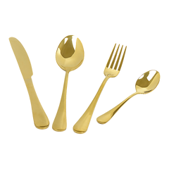 24-piece Gold Cutlery Flatware Stainless Steel Silverware Set Reflective Mirror Finish