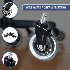 5x Office Chair Rollerblade Caster Wheels Safe for All Floors - Universal Fit