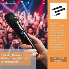 2 x Wireless Microphone Handheld Cordless Professional Mic Karaoke Receiver