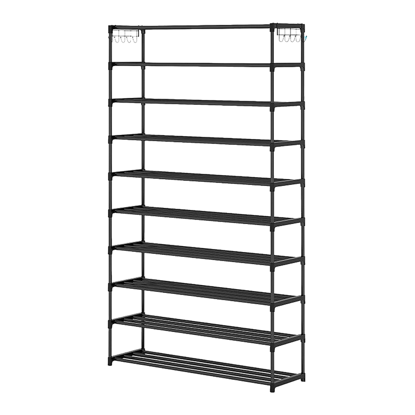 10 Tier Black Shoe Rack Metal Shoe Storage Organizer Rack 50-Pair Large Capacity