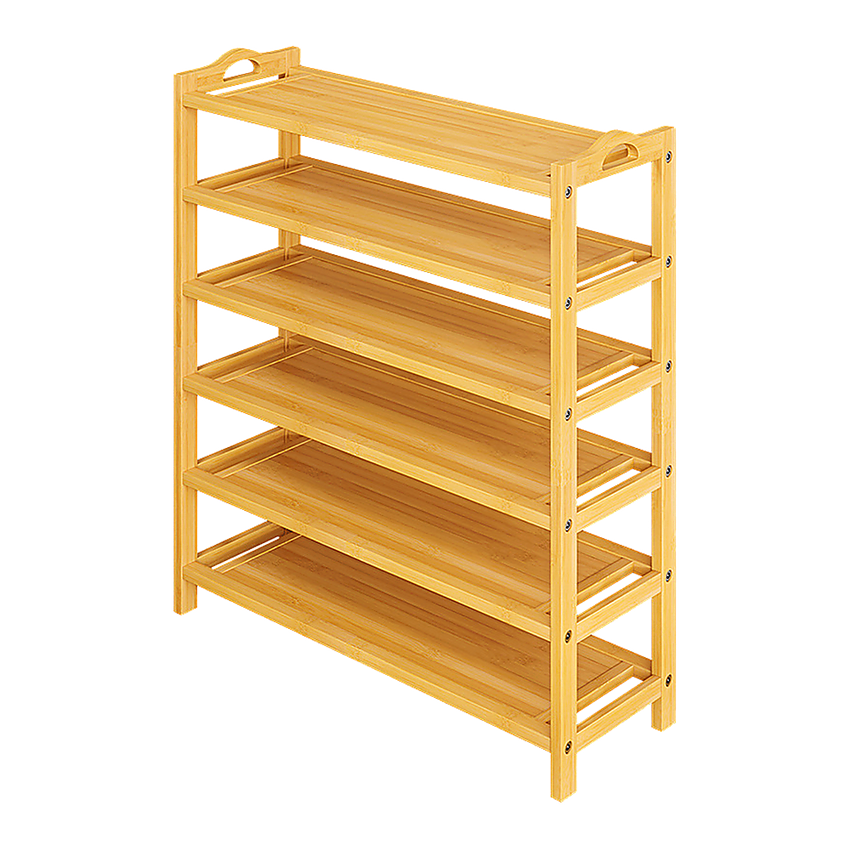 6 Layers Natural Wood Bamboo Shelf Entryway Storage Shoe Rack Home Furniture