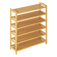 6 Layers Natural Wood Bamboo Shelf Entryway Storage Shoe Rack Home Furniture