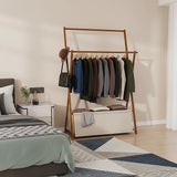 100x155cm Dark Wood Clothes Rail Garment Rack with Freestanding Storage Shelf