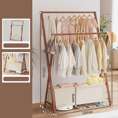 100x155cm Dark Wood Clothes Rail Garment Rack with Freestanding Storage Shelf