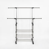 Heavy Duty Commercial Garment Rack Double Bar Rolling Collapsible Clothing Shelf