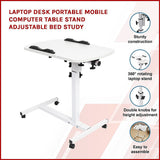 Laptop Desk Portable Mobile Computer Table Stand Adjustable Bed Study