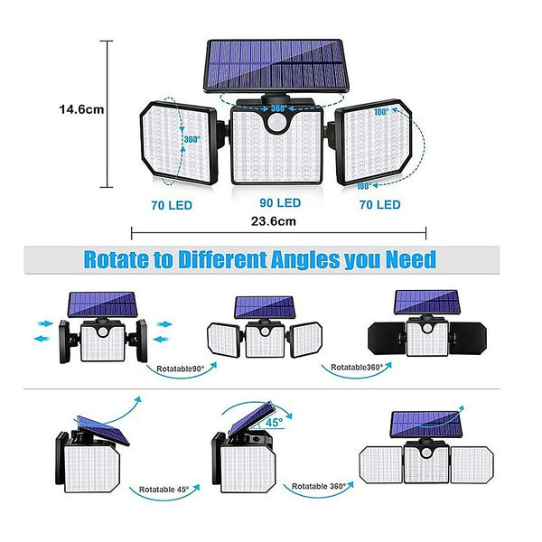 230 LED Solar Lights Outdoor 260LM Waterproof Motion Sensor Security Wall Lamp