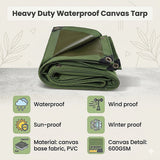 3x4M Army Heavy Duty Waterproof Canvas Tarp Tarpaulin Sun Blocked Dustproof