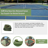 3x4M Army Heavy Duty Waterproof Canvas Tarp Tarpaulin Sun Blocked Dustproof