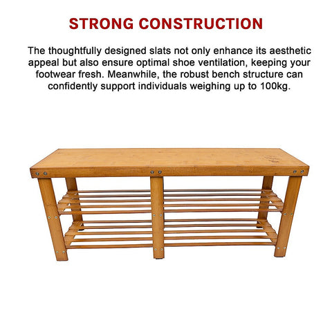 Bamboo Shoe Rack Wooden Bench Storage Organiser Cabinet Holder Stool