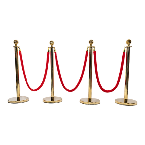 4 x Queue Barriers + 3 Ropes Exhibition Crowd Control Bollards