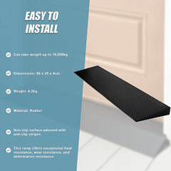 Cuttable Threshold Ramp Rubber Wheelchair Ramp Solid 4 cm Rise 90 cm Wide