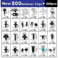 1000PCS Car Retainer Clips Auto Fasteners Push Trim Clips Pin Rivet Bumper Kit