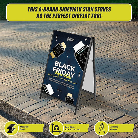 A-Frame Sign 60x90cm – Outdoor Sidewalk Steel Poster Board Display Stand